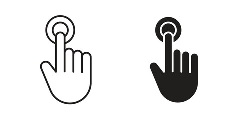 Finger press icon illustration for web design. filled flat icons