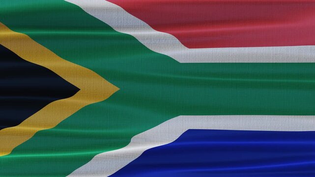 South Africa flag waving in the wind with high quality fabric texture