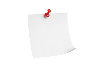 A blank sheet of paper pinned with a red pushpin on a light background