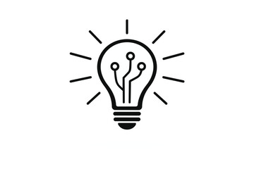 A black line art icon of a light bulb with circuit lines inside