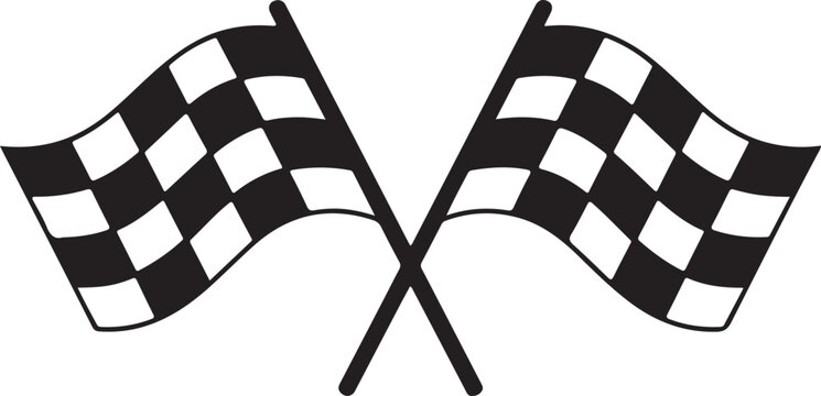 Two crossed checkered flags symbolizing the completion of a race event.