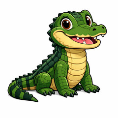 Fototapeta premium Crocodile cartoon illustration smiling reptile green character
