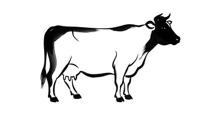 Fototapeta premium Black and white cow illustration