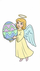 Obraz premium angel with easter egg illustration 