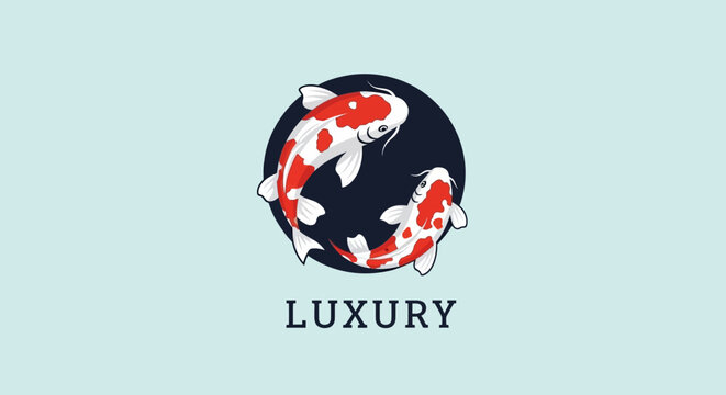 Elegant Koi Fish Yin Yang Symbol, Luxury Brand Logo Concept