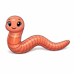 Fototapeta premium Earthworm cartoon illustration smiling soil creature