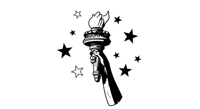 statue of liberty torch with stars