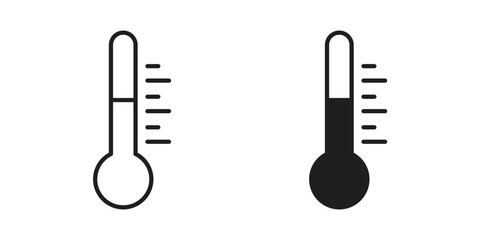 Thermometer icon illustration for web design. filled flat icons