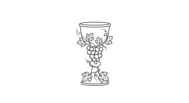 wine goblet with grapevine illustration