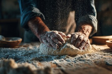 Flour-covered Hands of Creation - A Moment Captured in the Kitchen