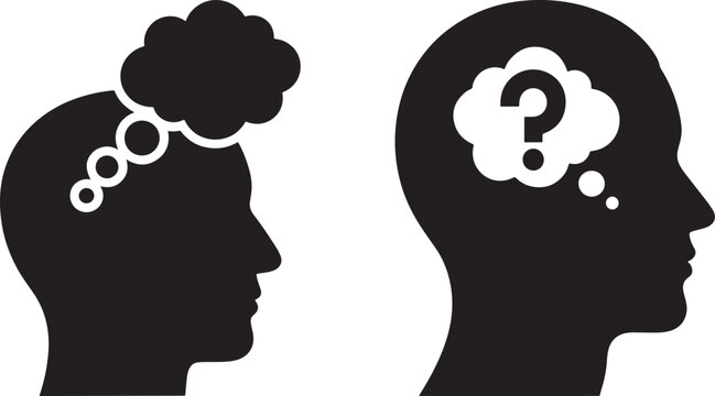People thinking with thought bubbles