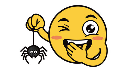 Obraz premium Playful Smiley Face with Spider Prank Illustration