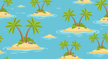 Obraz premium A cartoon illustration of tropical islands.