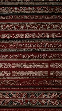 Ulos Textile Indonesia Cloth Ulos Cultural Batak Weaving Pattern in Cream and Red