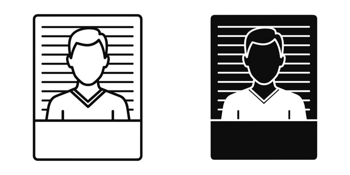 anonymous suspect mugshot front and side view flat design vector illustration