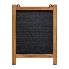 Obraz premium Blank, dark chalkboard with a natural wood frame and rope hanger on a white background