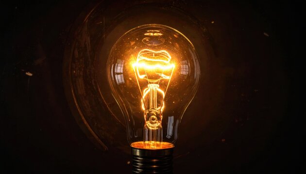 Intensely glowing tungsten filament inside a vintage incandescent light bulb emitting warm illumination