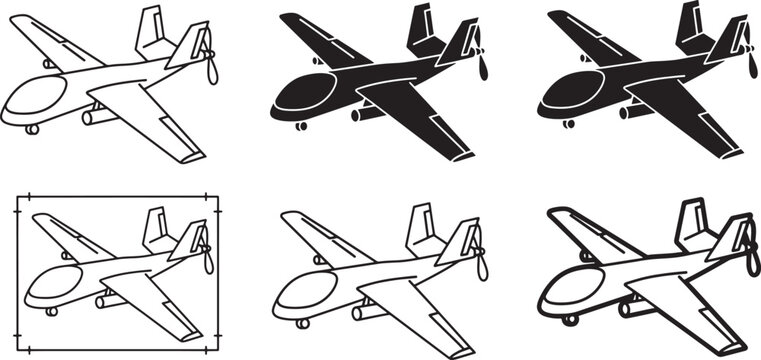 Various views of a fixed-wing unmanned aerial vehicle design concepts