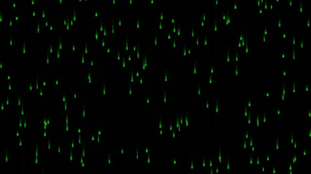 Cascading Green Binary Code Rain on Dark Digital Background