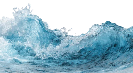 Fotobehang Golven Powerful ocean wave PNG isolated on transparent background, turquoise water curl with foam for surfing and marine themed designs  © Design Zone