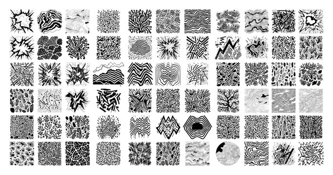 Abstract Texture Tiles Mega Set Seamless Hand Drawn Patterns Vector Collection