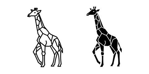 two giraffes standing side by side minimalist flat design vector illustration © JaherStock