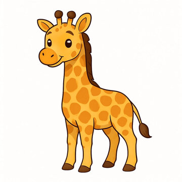 Giraffe cartoon illustration tall safari animal cute design