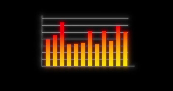 Business Stock Market, Crypto, Trading, Glowing Colorful Info Graphic Graph Chart Showing Marketing Sales Profit Increasing to Future Target. Big Data, Financial Insight Analytics Visualization.