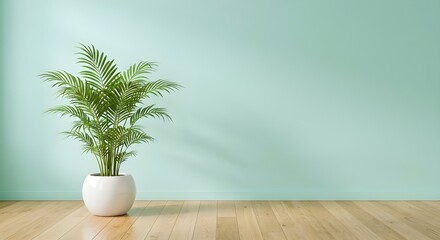 Fototapeta premium Minimalist Interior Decor with Green Palm Plant