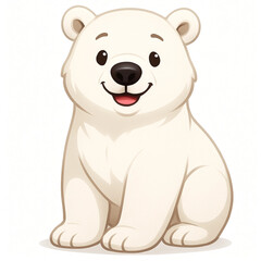 Cute polar bear cub cartoon illustration soft style © Ai.com