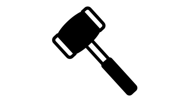 Black silhouette of a gavel icon.