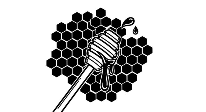 honey dipper on honeycomb