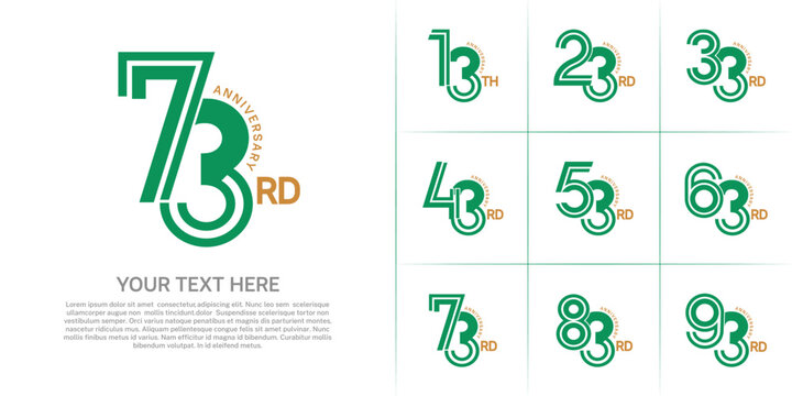 Anniversary logo type set with double line number. green and brown color can be use special moment