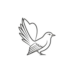 Obraz premium Minimal bird outline with raised wing isolated on a transparent background