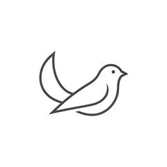 Fototapeta premium Minimalist black bird outline in flight isolated on a transparent background