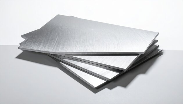 Stack of Brushed Aluminum Sheets Reflecting Ambient Light