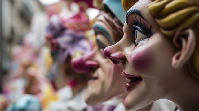 Fallas festival ninots parading street in Valencia Spain