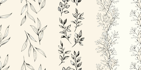 Delicate botanical illustration featuring sketched branches and leaves on cream © John Lee