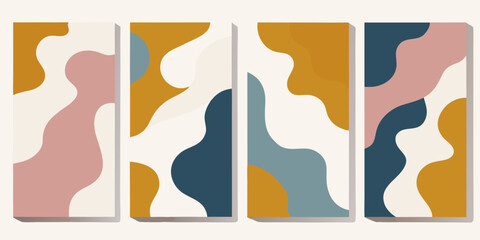 Abstract geometric art with flowing shapes and a muted color palette