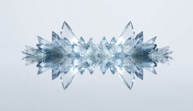 Symmetrical Crystalline Ice Shards Background for Winter Season Marketing and Arctic Environmental Science Concept
