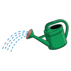 Plastic watering can flat vector illustration isolated on white background garden tool design element for irrigation plant care and home gardening themes © Nass Studio