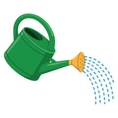 Plastic watering can in flat vector illustration isolated on white background suitable for garden irrigation plant care and household tool themed artwork © Nass Studio