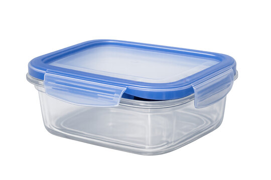 Glass food container with blue airtight lid for storage