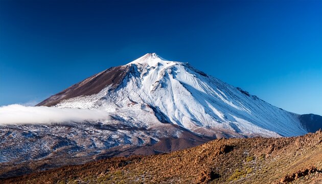 Snowy Mount Teide Volcano Landscape Tenerife