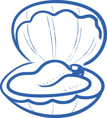 Oyster With Pearl Line Drawing © Anna Syvak