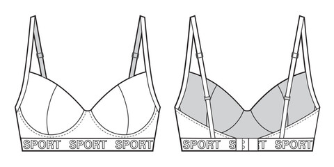 Womans underwear, rib with sport letters © Olesya