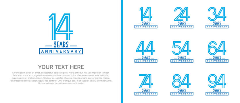 anniversary logo set. blue color on white background for celebration moment