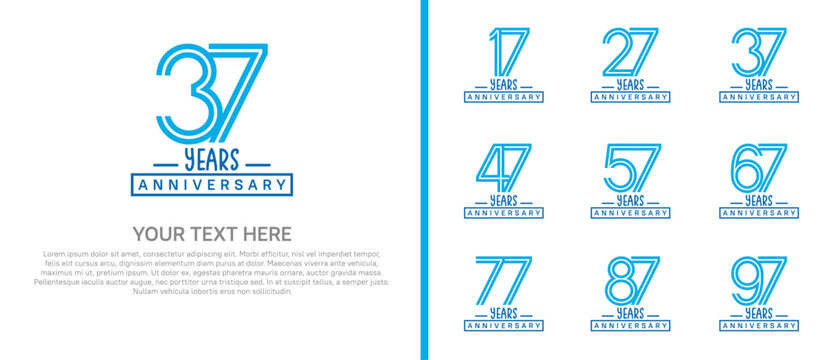 anniversary logo set. blue color on white background for celebration moment