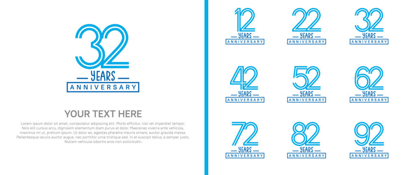 anniversary logo set. blue color on white background for celebration moment