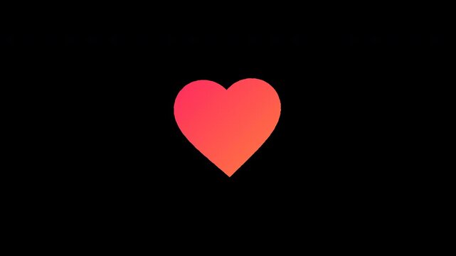 Animated heart icon transition from outline to solid fill with a vibrant gradient for digital engagement